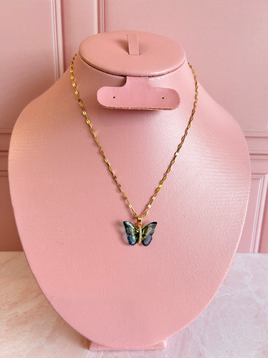 Collar mariposa Resina Azul