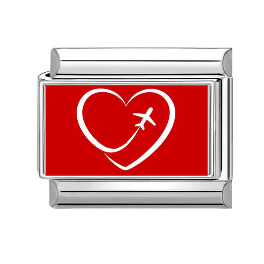 Charm rojo corazón avión