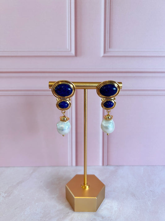 Arete perla Lapis Lazuli