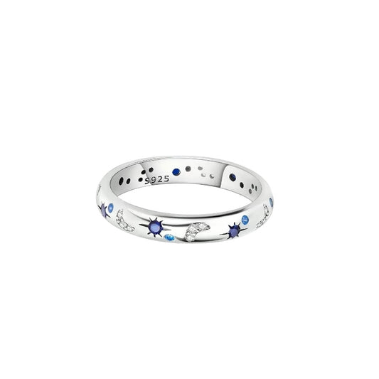 Anillo estrella azul plata 925