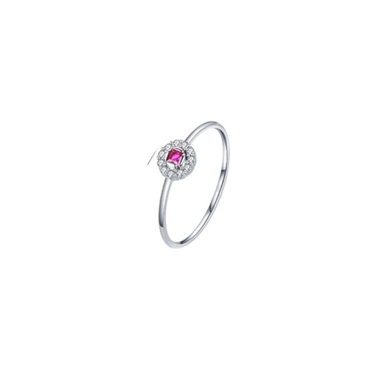Anillo delgado rosa plata 925