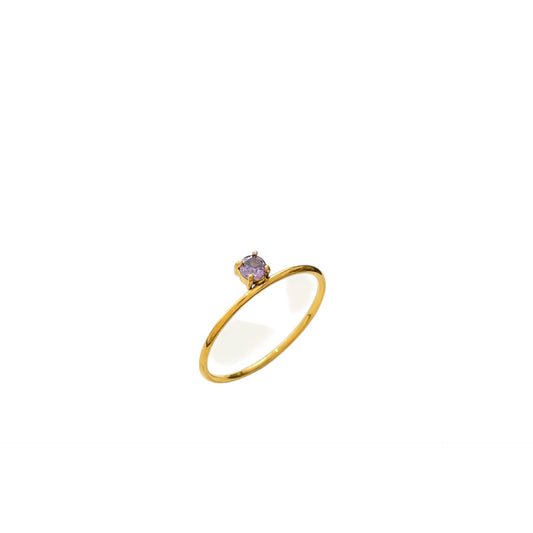 Anillo delgado circonia morada