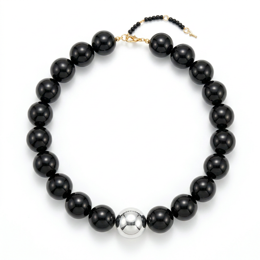 Collar cuentas negro đ