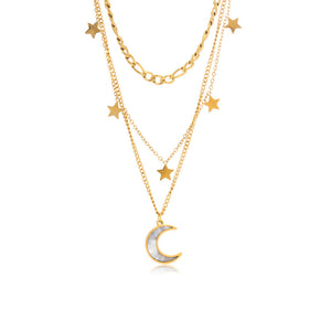 Collar triple luna y estrellas Collar triple luna y estrellas