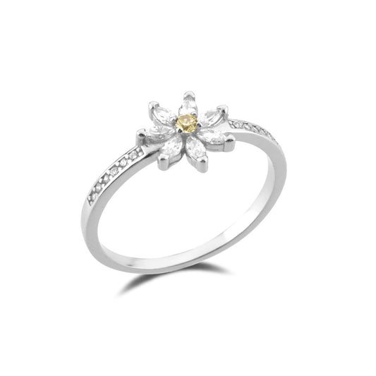 Anillo flor plata 925
