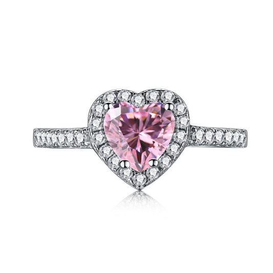 Anillo corazón rosa plata 925