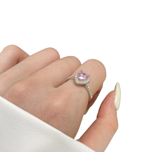 Anillo corazón rosa plata 925