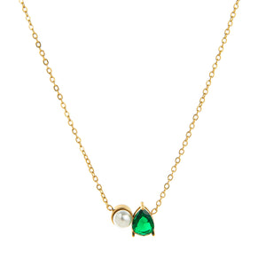 Collar verde perla circonia 🟢 Collar verde perla circonia 🟢