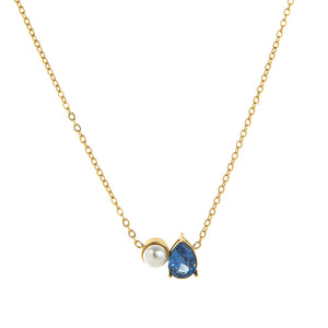 Collar perla circonia azul 🔹 Collar perla circonia azul 🔹