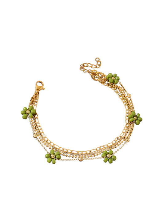Pulsera verde flor