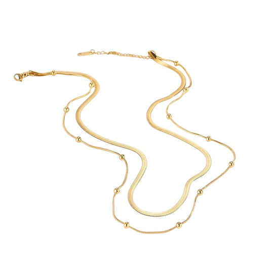 Collar doble bolita planchado