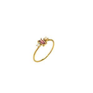Anillo circonia roja