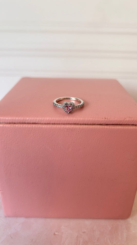 Anillo corazón rosa plata 925