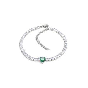 Pulsera corazón circonia verde