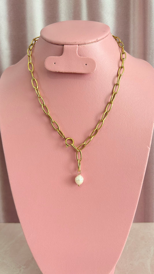 Collar cadena perla marinero