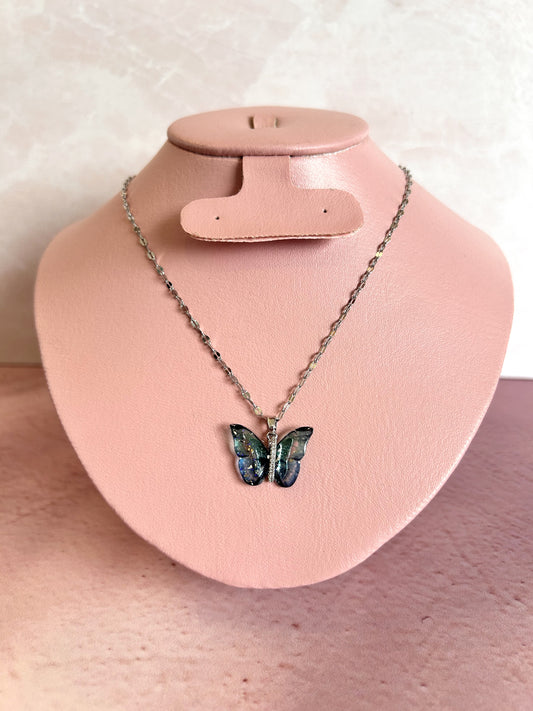 Collar mariposa Resina Azul