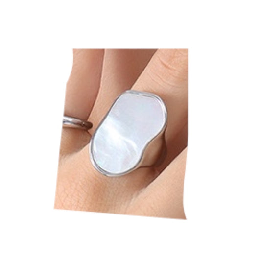Anillo madre perla plateado
