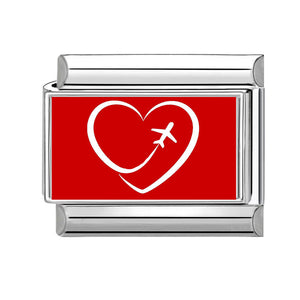 Charm rojo corazón avión