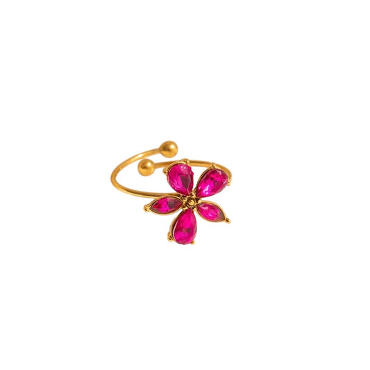 Anillo flor circonia