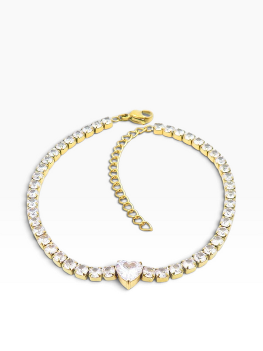 Pulsera corazón circonia blanca