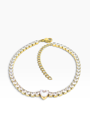Pulsera corazón circonia blanca