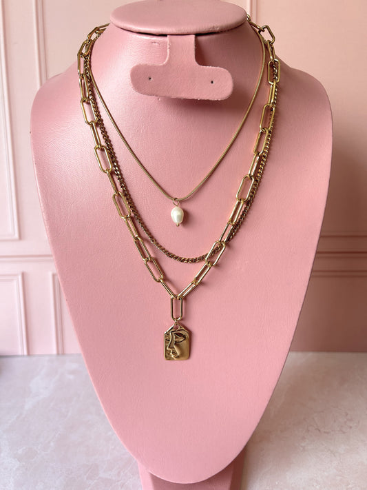 Collar triple Cara y Perla