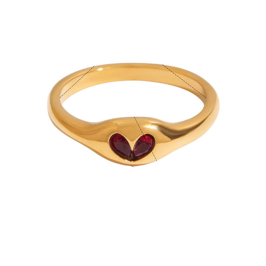 Anillo corazón rojo