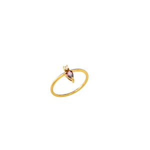 Anillo delgado circonia roja