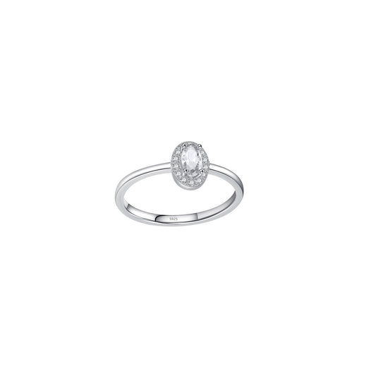 Anillo circonia Blanca oval plata 925