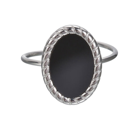 Anillo oval plateado