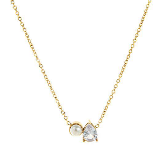 Collar perla circonia