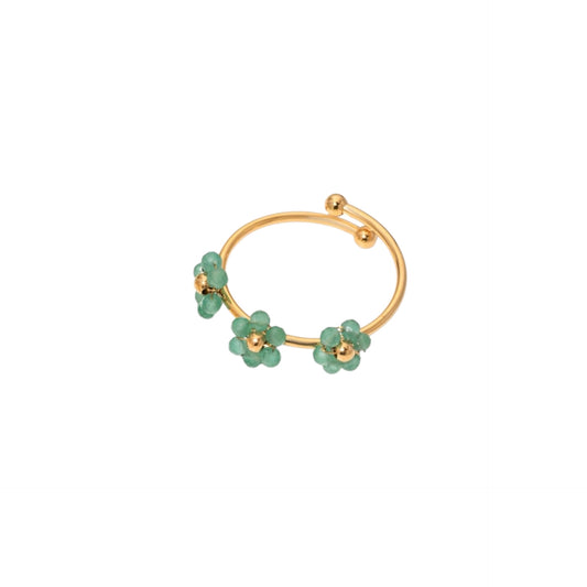 Anillo ajustable florecita verde