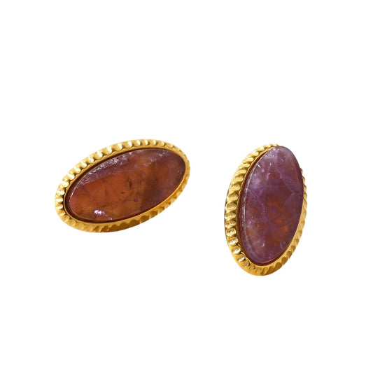 Arete oval piedra natural