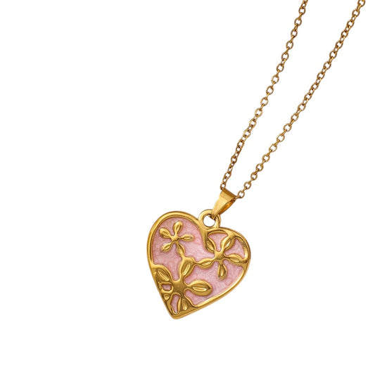 Collar corazón rosa
