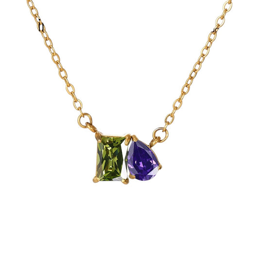 Collar circonia verde morado