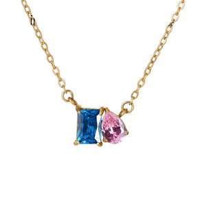 Collar circonia azul y rosa