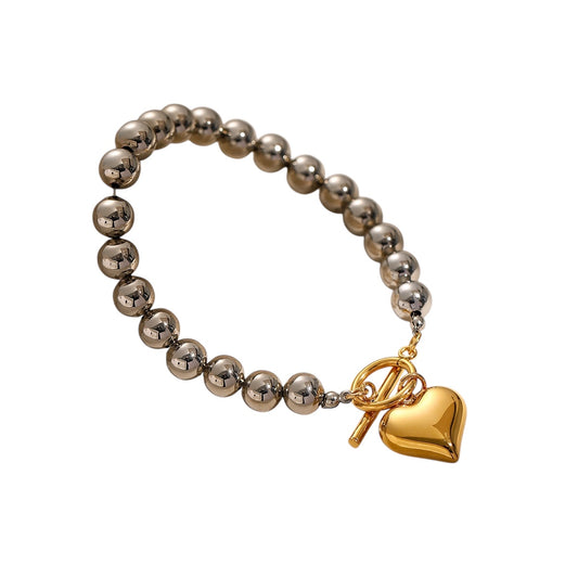 Pulsera bicolor corazón jumbo