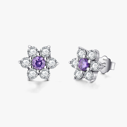 Juego flor morada plata 925