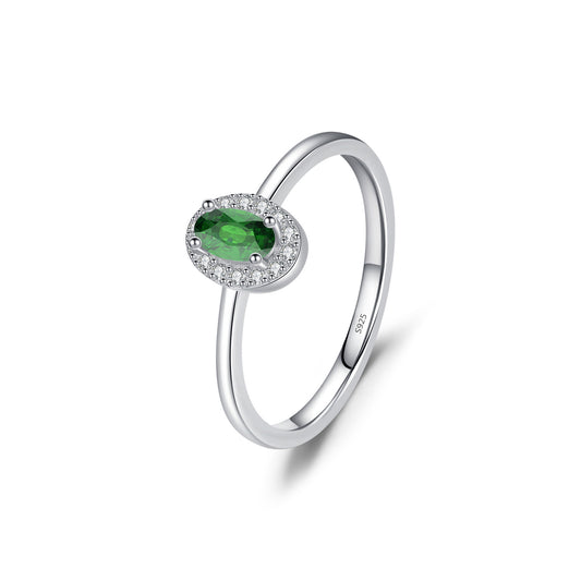 Anilll verde oval plata 925