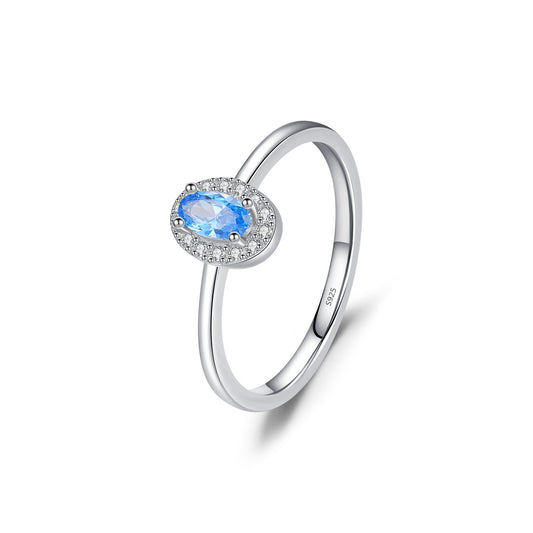 Anillo azul oval plata 925