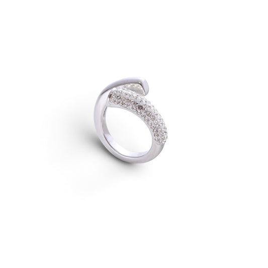 Anillo circonia plateada