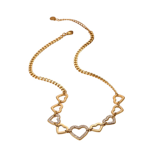 Collar corazones circonia