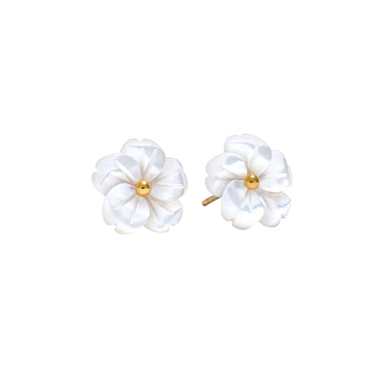 Arete flor blanca