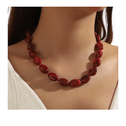 Collar cuentas rojo