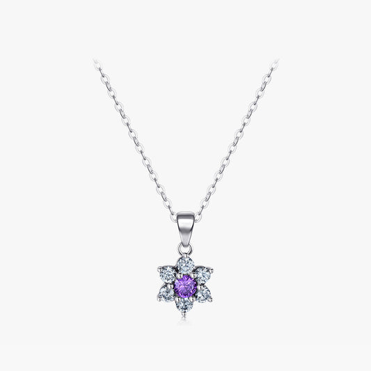 Juego flor morada plata 925