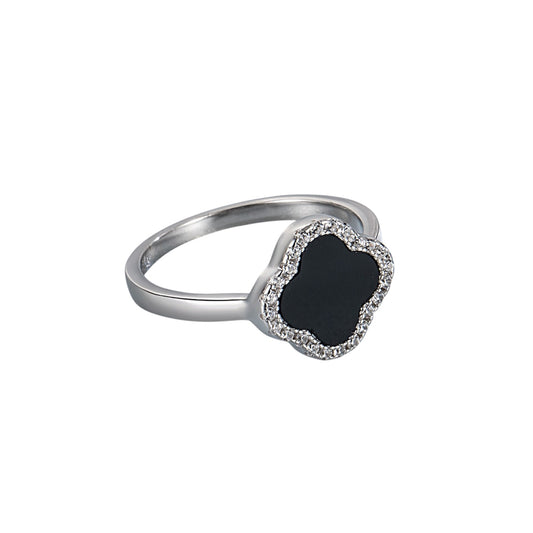 Anillo Vc negro plata 925