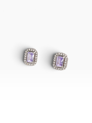 Arete circonia rectangular plateada