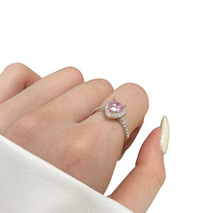 Anillo corazón rosa plata 925