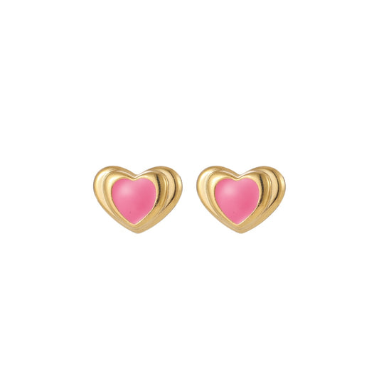 Arete corazón rosa