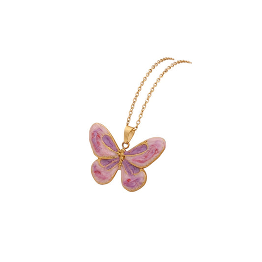 Collar mariposa rosa